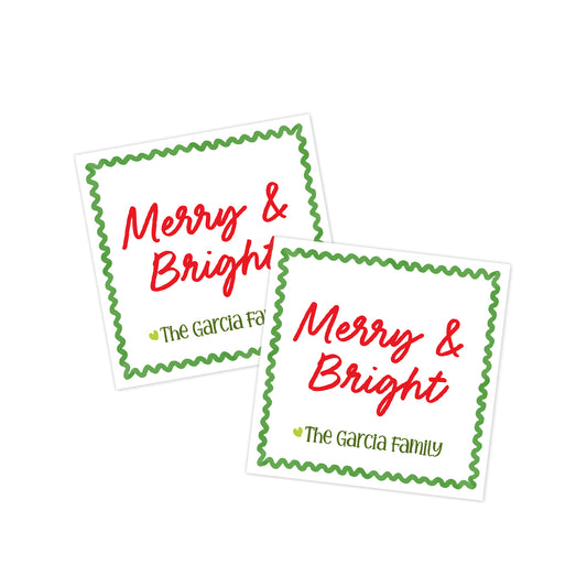 Merry & Bright Green Holiday Gift Tag