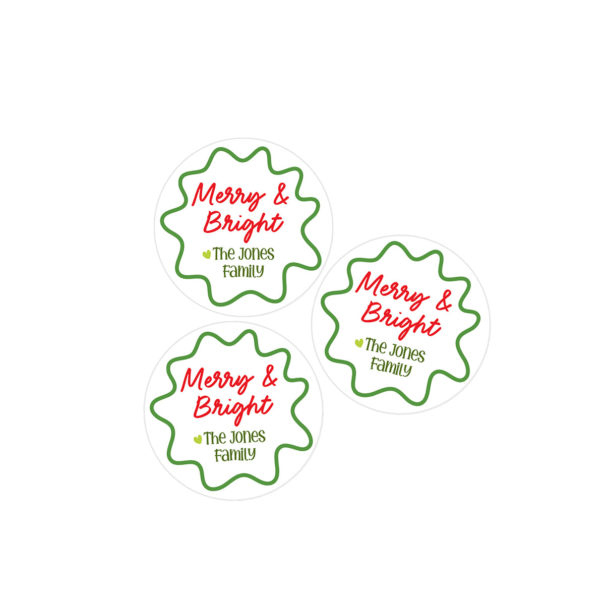Merry & Bright Green Holiday Stickers