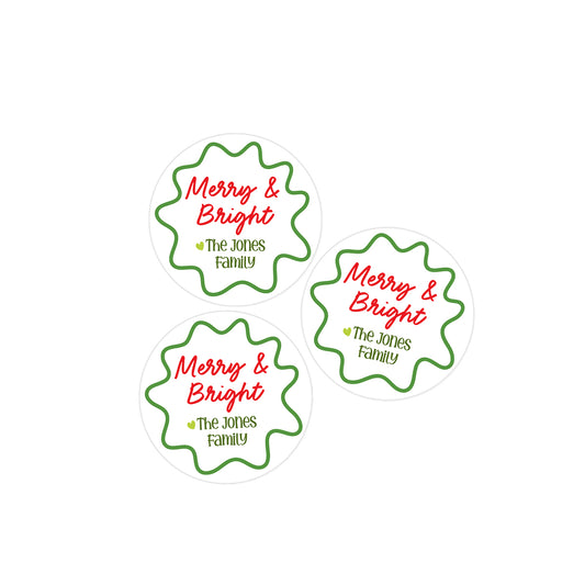 Merry & Bright Green Holiday Stickers