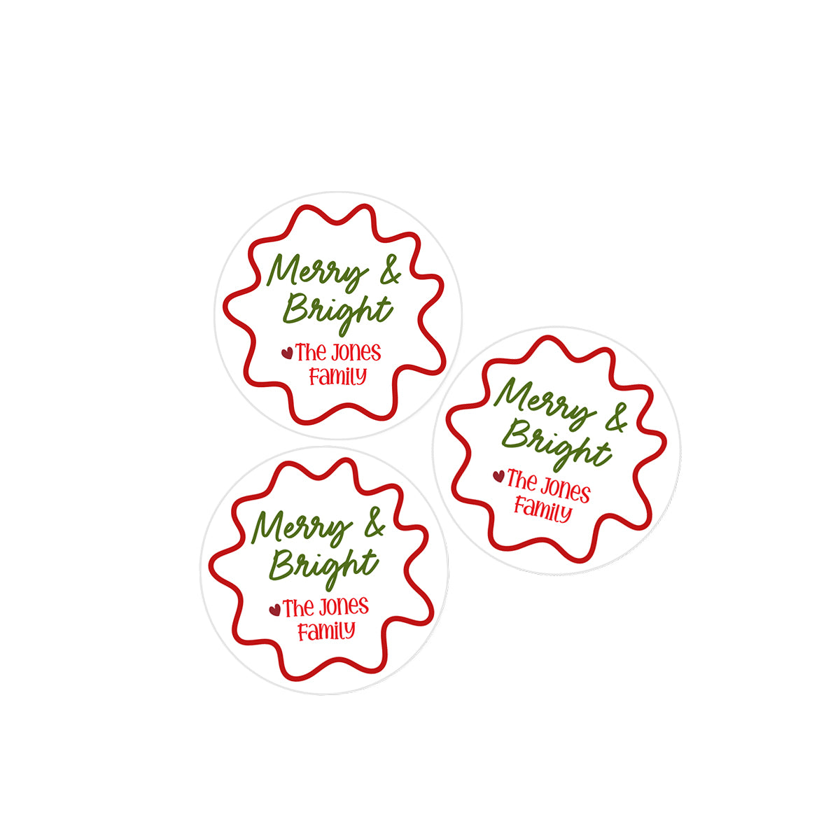 Merry & Bright Red Holiday Stickers