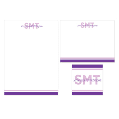 Monogram & Name Striped (Notepad, Stationery & Gift Card) Gift Set