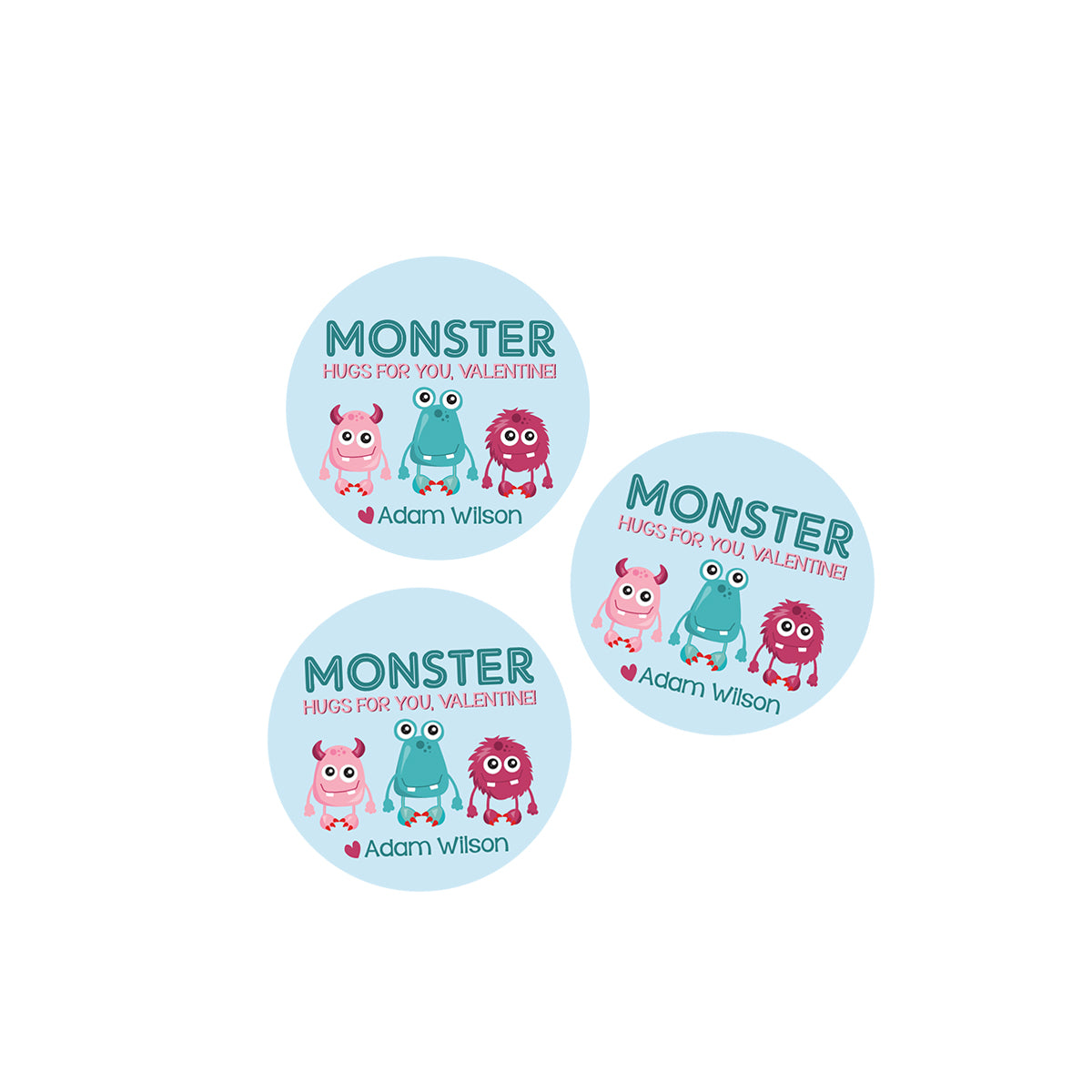 Monster Hugs Valentines Day Stickers