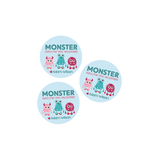Monster Hugs Valentines Day Stickers