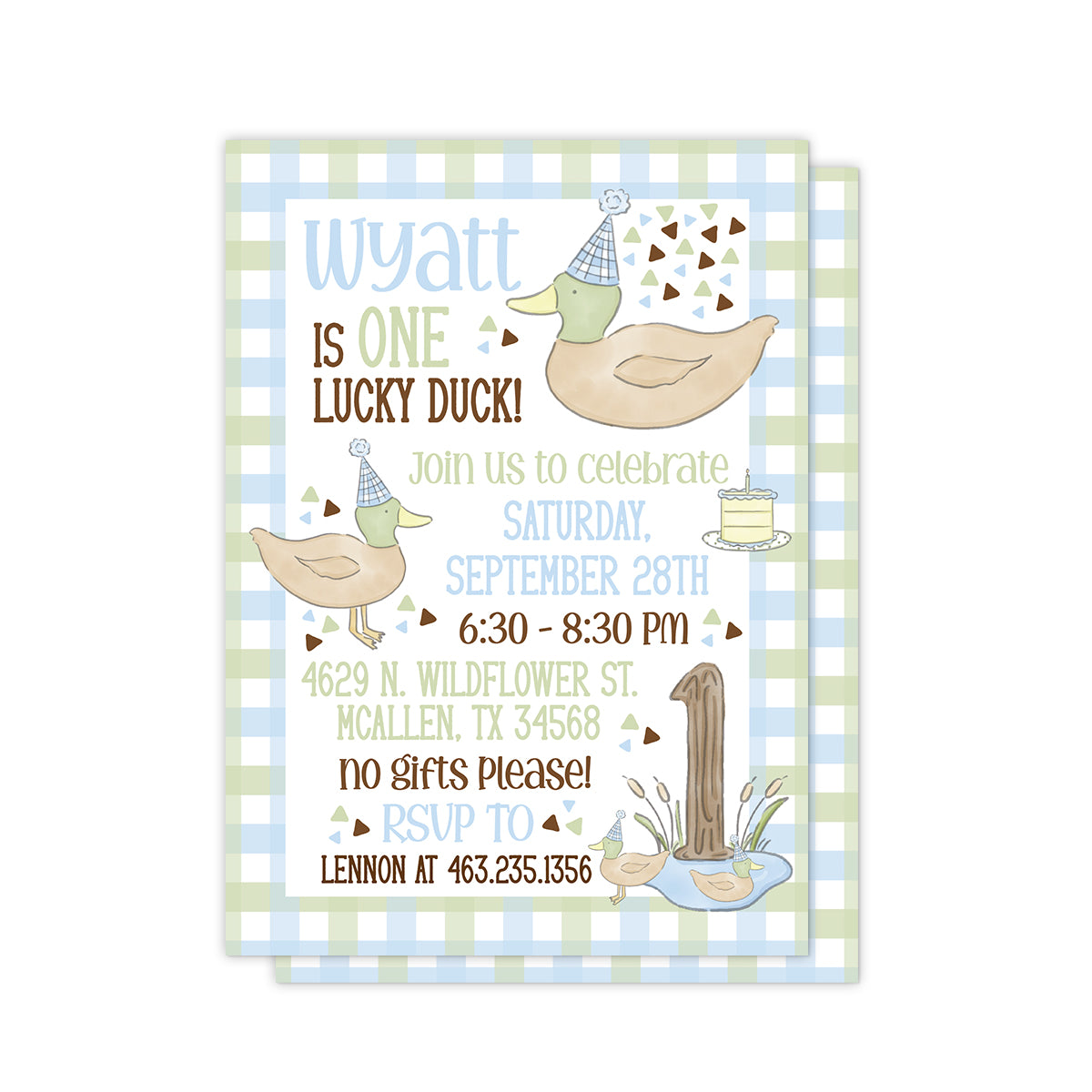 ONE Lucky Duck Party Invitation