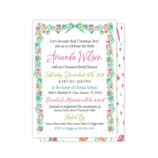 Ornament Holiday Bridal Shower Party Invitation