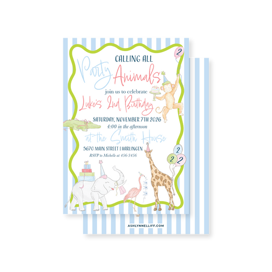 Calling all Party Animals Party Invitation