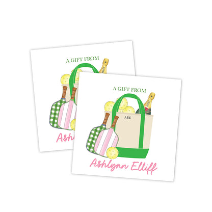 Pickleball Bag & Champagne Country Club Gift Tag
