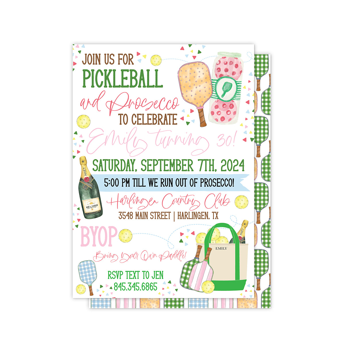 Pickleball & Prosecco Party Invitation