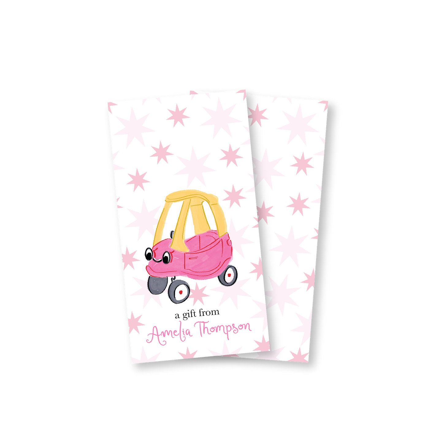 Pink Car Rectangle Gift Tag