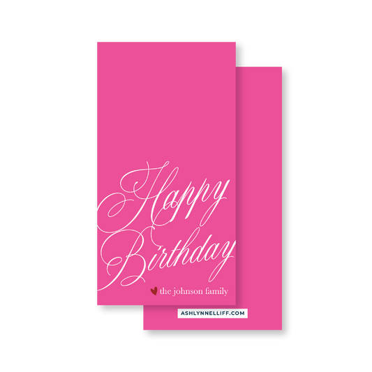 Elegant Pink Birthday Gift Tag