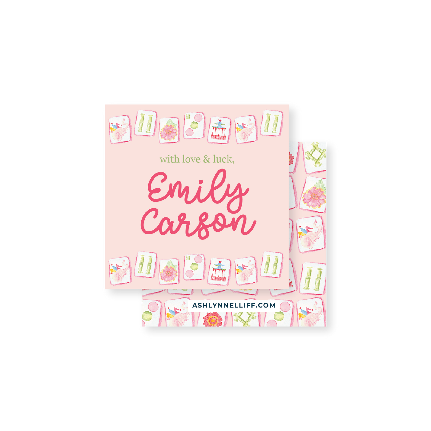 Pink Tiles Mahjong Gift Tag