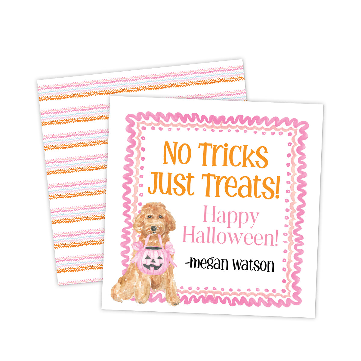 No Tricks Just Treats Pink Halloween Gift Tag
