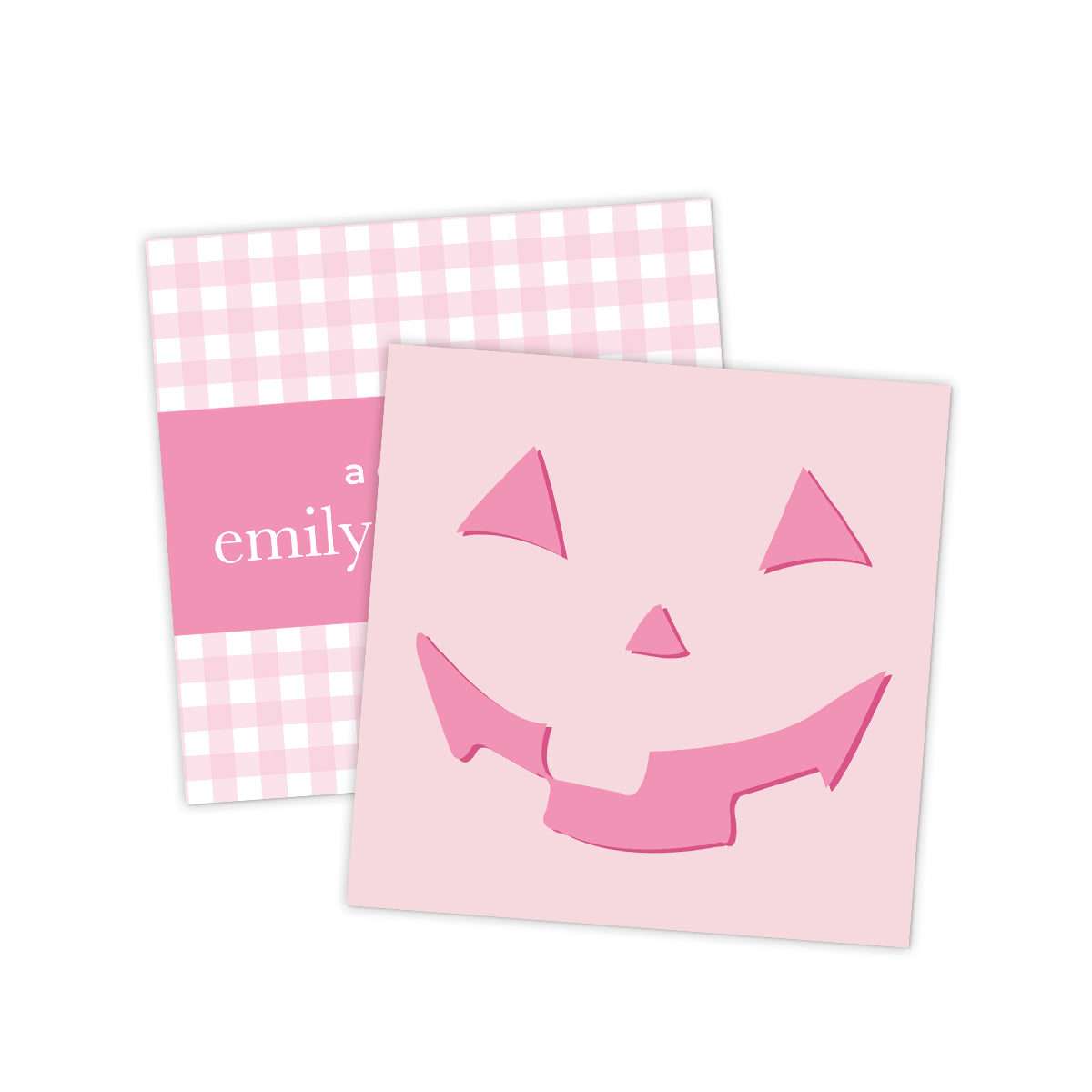Pink Gingham Pumpkin Halloween Gift Tag