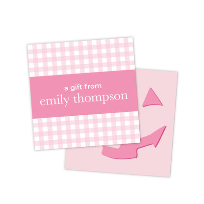 Pink Gingham Pumpkin Halloween Gift Tag