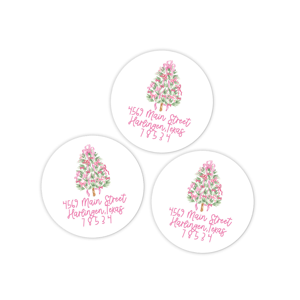 Pink Tree Return Address Holiday Stickers