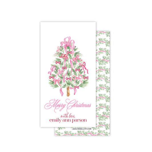 Pink Tree Rectangle Holiday Gift Tag