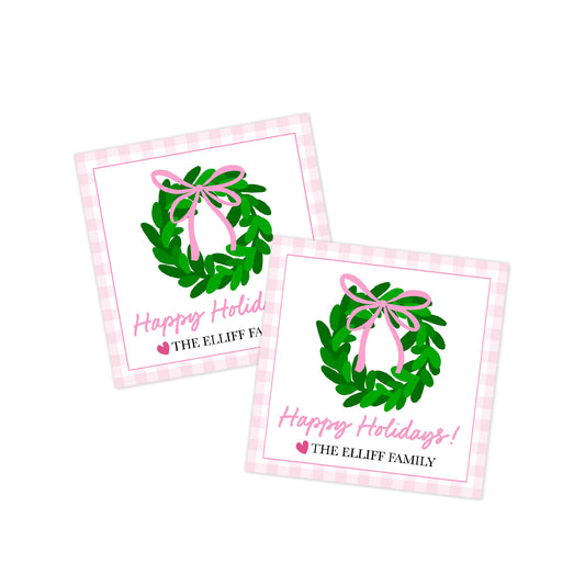 Pink Wreath Holiday Gift Tag