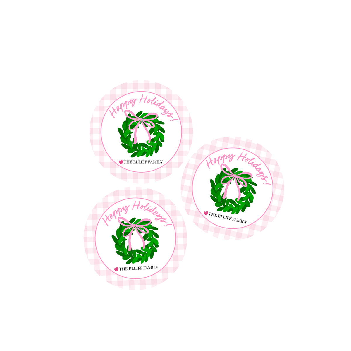 Pink Wreath Holiday Stickers