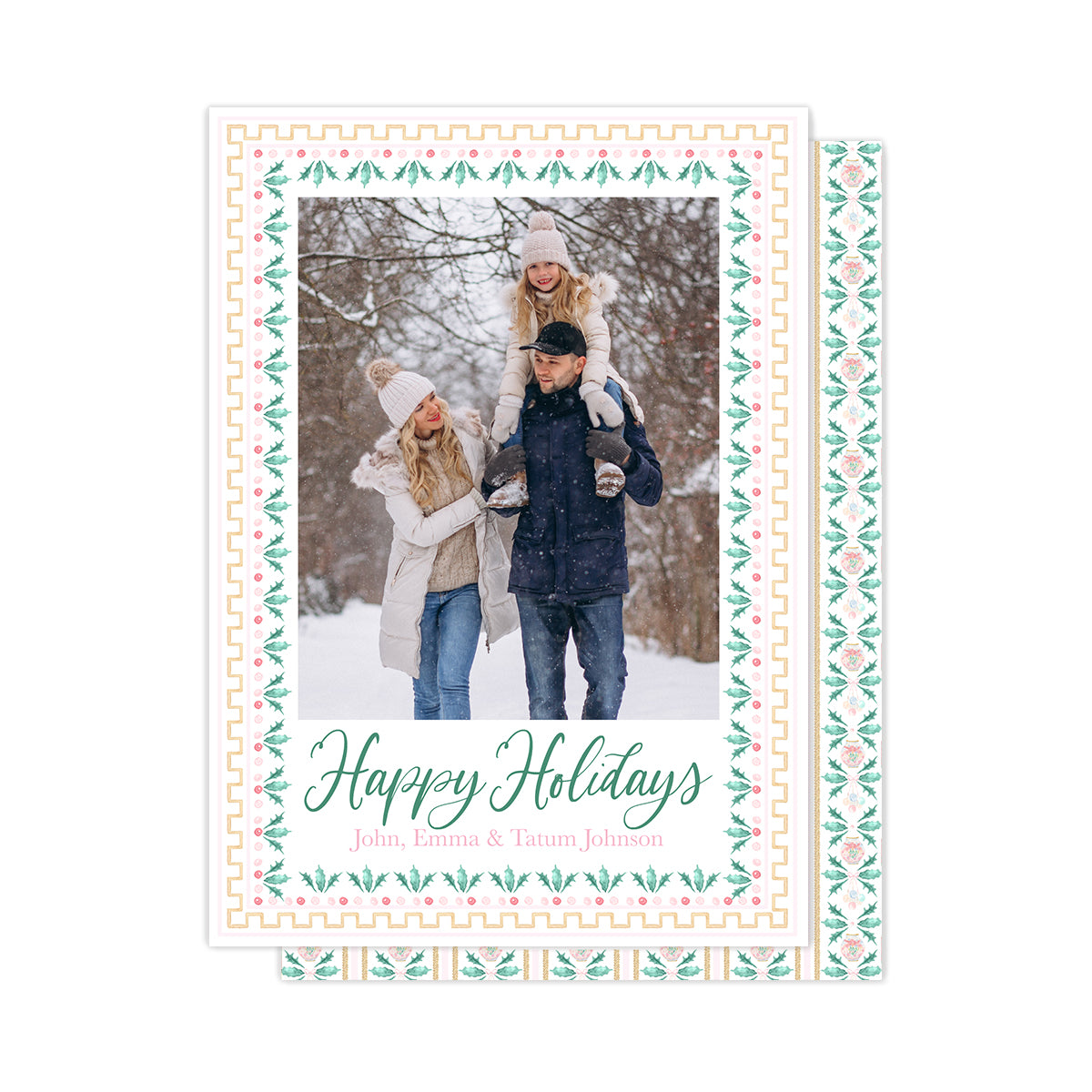 Light Pink & Green Christmas Cards