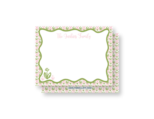 Pink & Green Lattice Stationery
