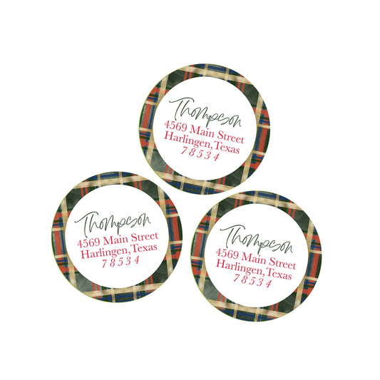 Plaid Return Address Holiday Stickers