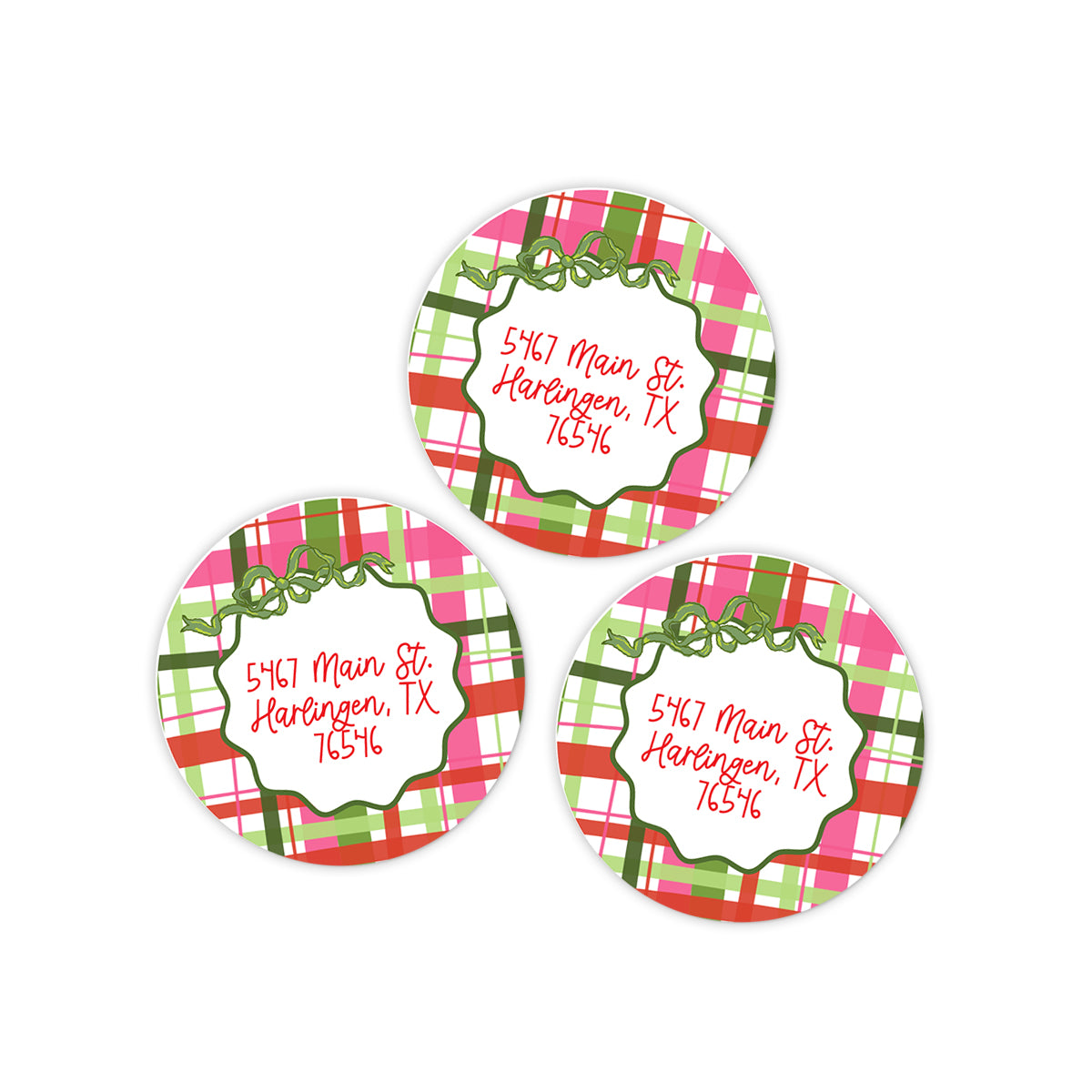 Plaid & Bow Return Address Holiday Stickers