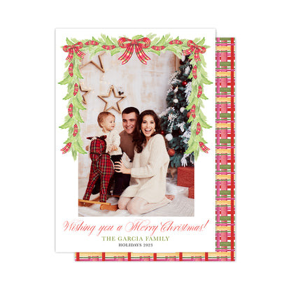 Plaid & Greenery Christmas Cards