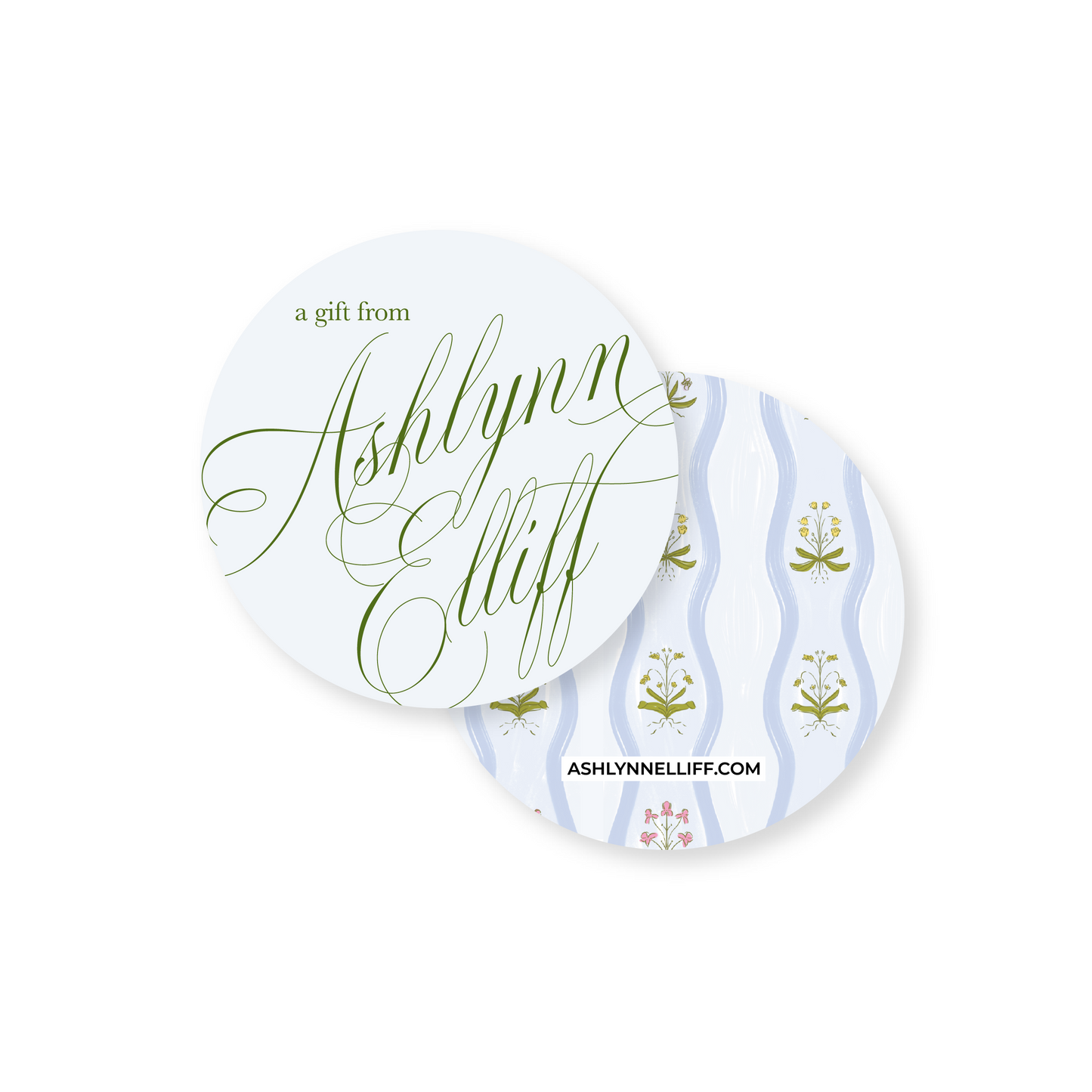 Preppy Blue Personalized Circle Gift Tag