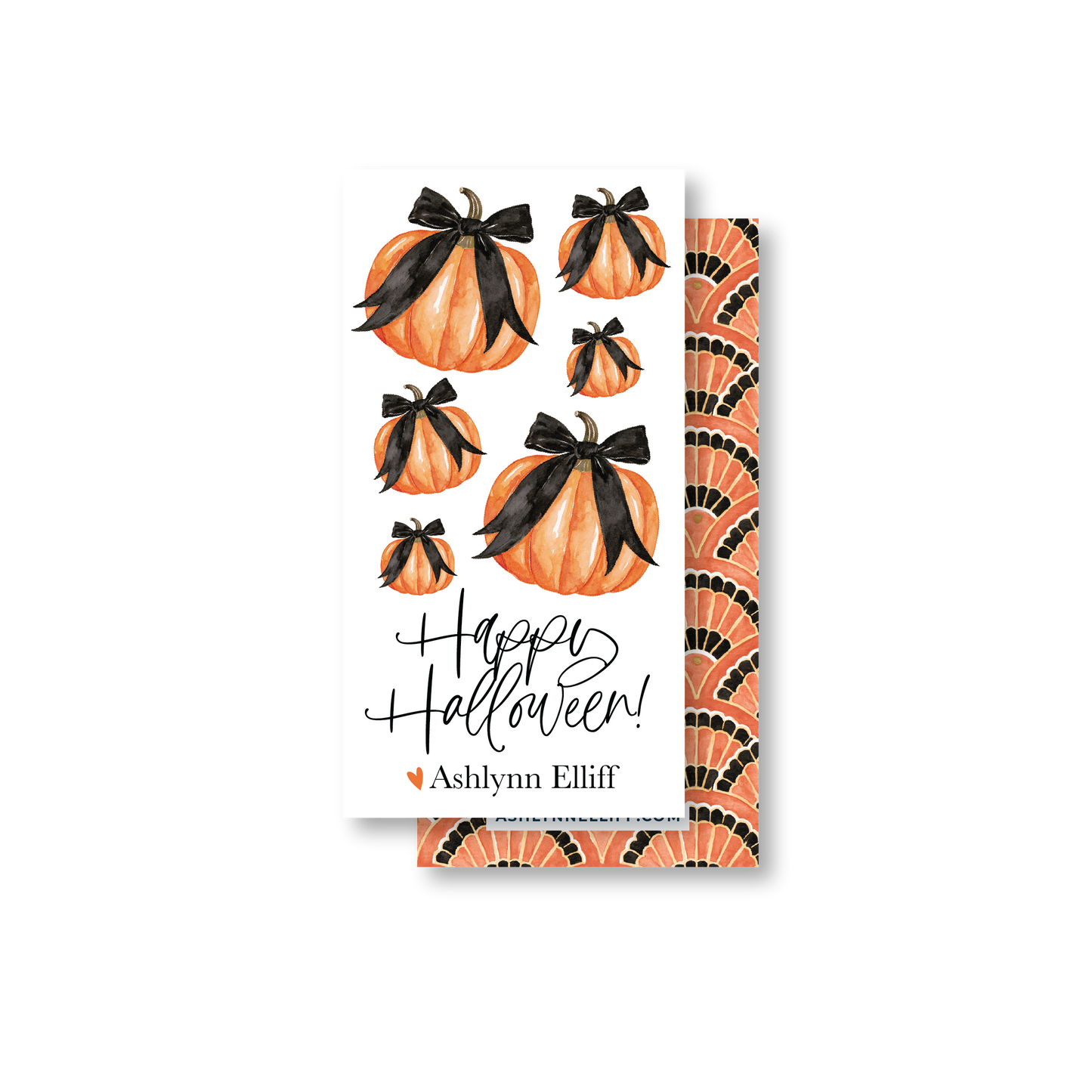 Pumpkin & Bows Rectangle Gift Tag