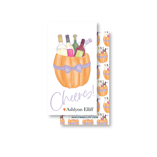 Cheers Pumpkin Wine Rectangle Gift Tag