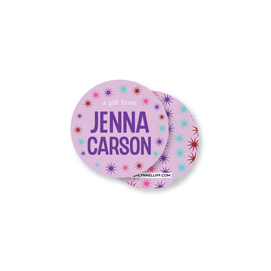 Purple Colorful Personalized Circle Gift Tag
