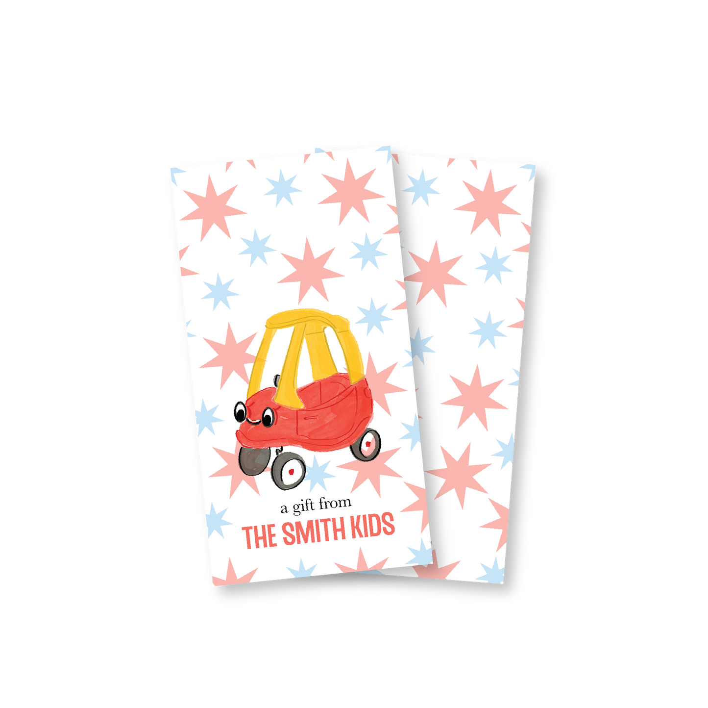 Red Car Rectangle Gift Tag