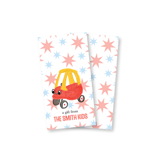 Red Car Rectangle Gift Tag