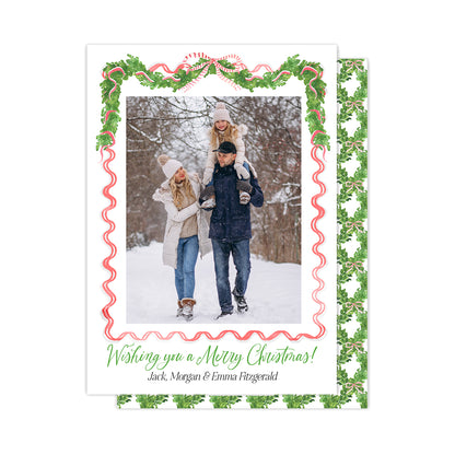 Red, Greenery & Bows Christmas Cards