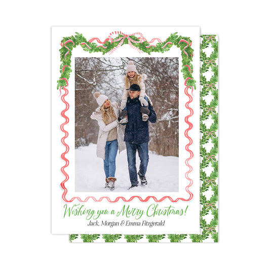 Red, Greenery & Bows Christmas Cards