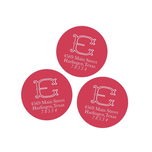 Red Monogram Return Address Holiday Stickers