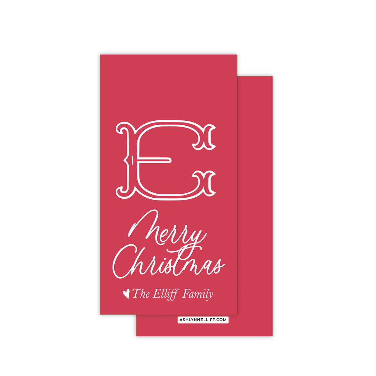 Red Monogram Rectangle Holiday Gift Tag