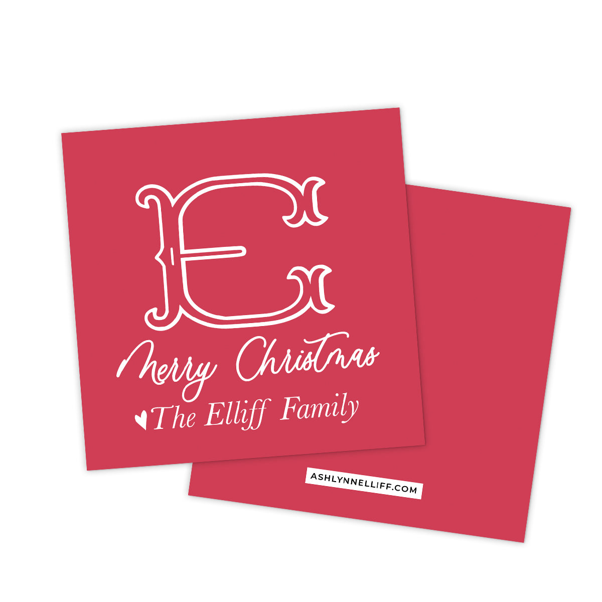 Red Monogram Holiday Gift Tag