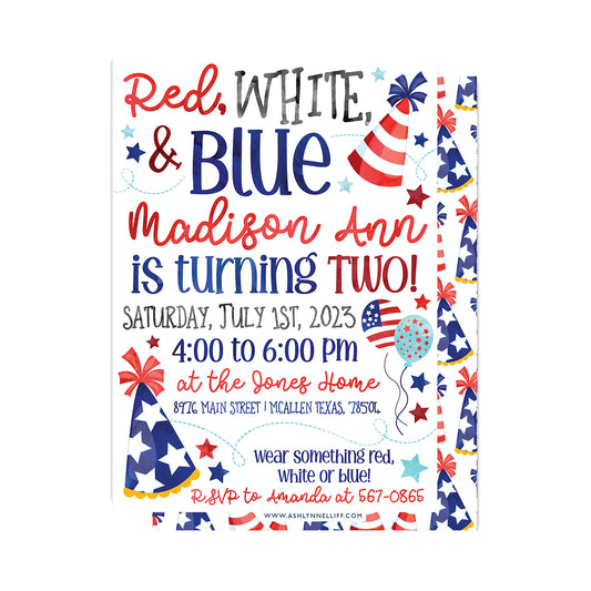 Red, White & Blue (4th of July) Party Invitation