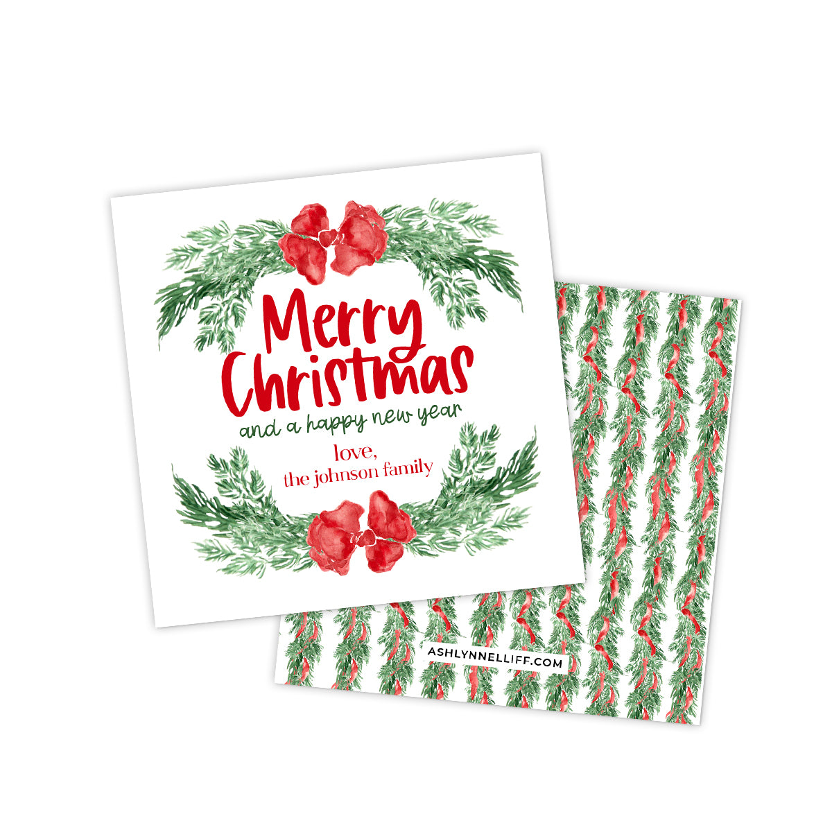 Red & Green Wreath Holiday Gift Tag