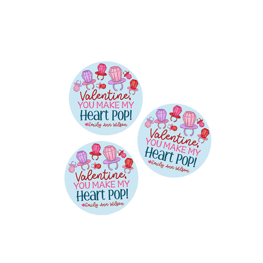 You make my Heart Pop (Ring Pop) Valentines Day Stickers