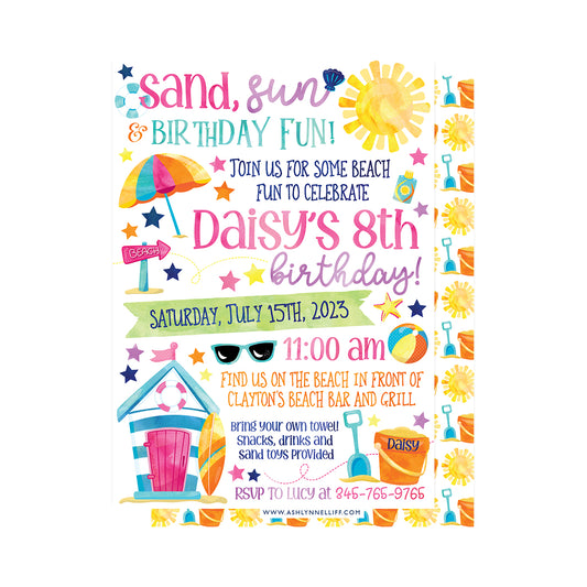 Sand, Sun & Birthday Fun (Beach) Invitation