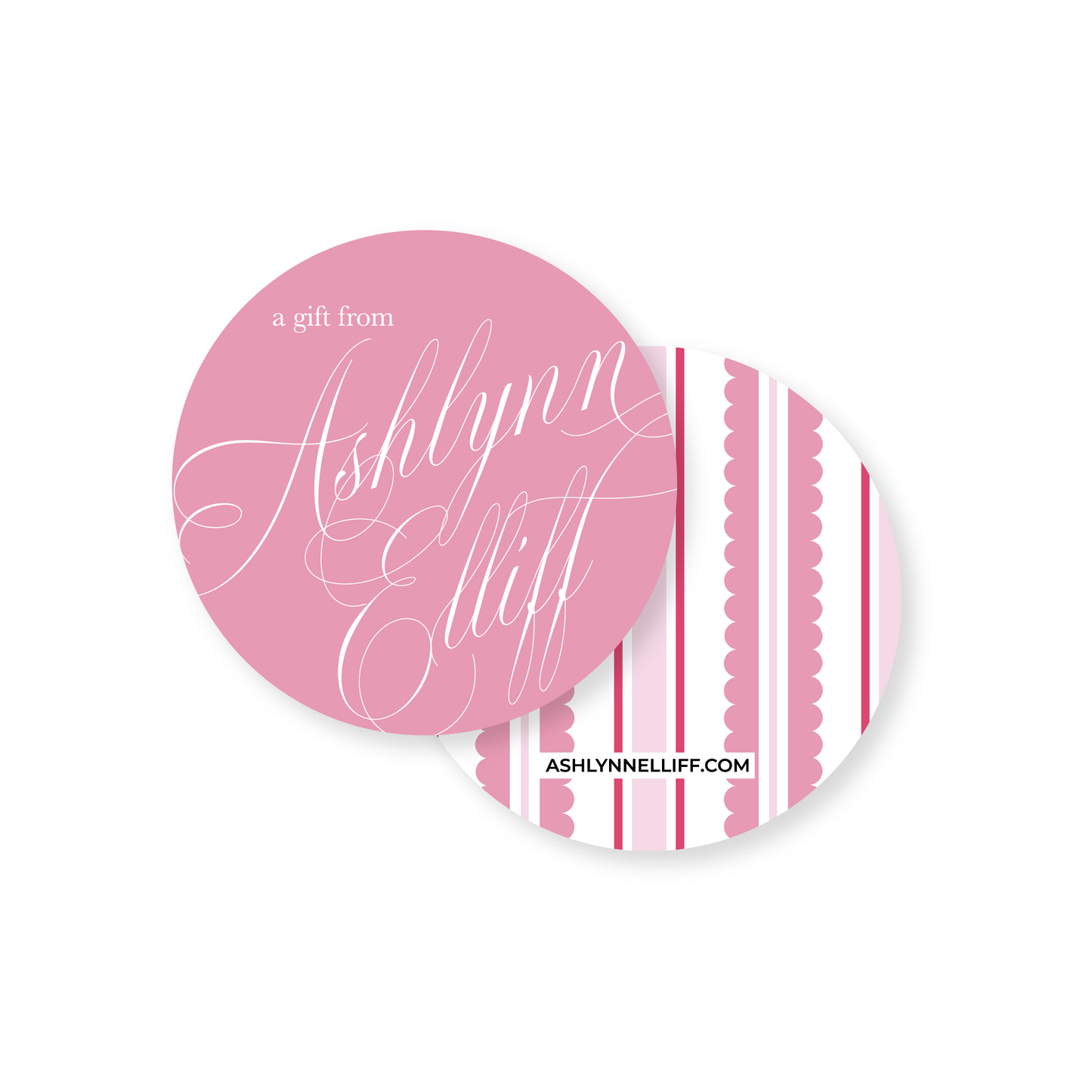 Scalloped & Striped Personalized Circle Gift Tag