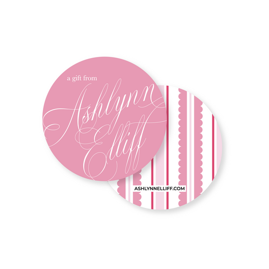 Scalloped & Striped Personalized Circle Gift Tag