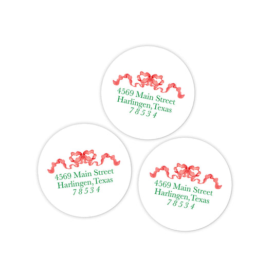 Watercolor Bow Return Address Holiday Stickers
