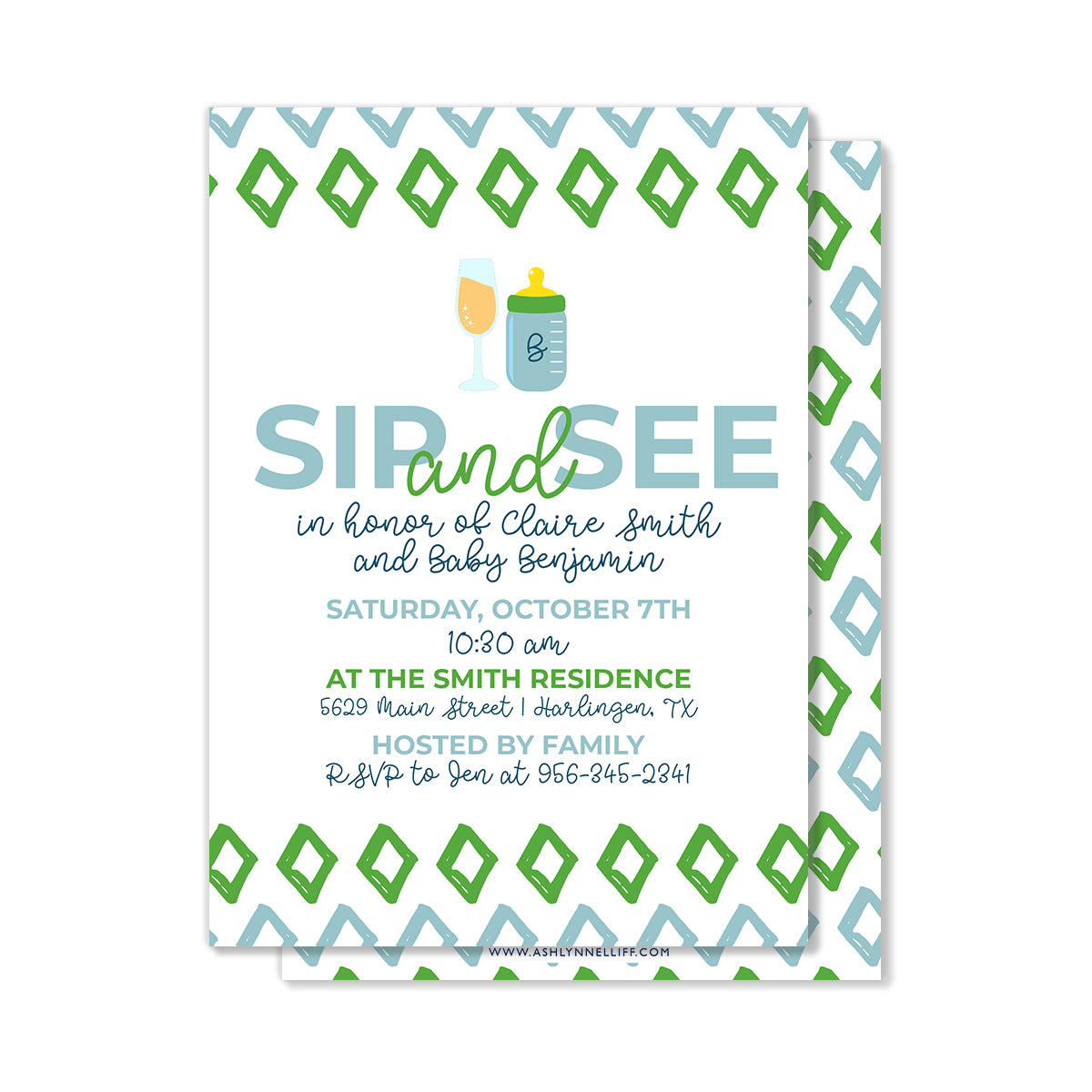 Sip and See Boy Party Invitation