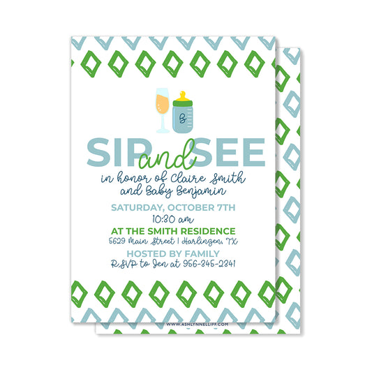 Sip and See Boy Party Invitation