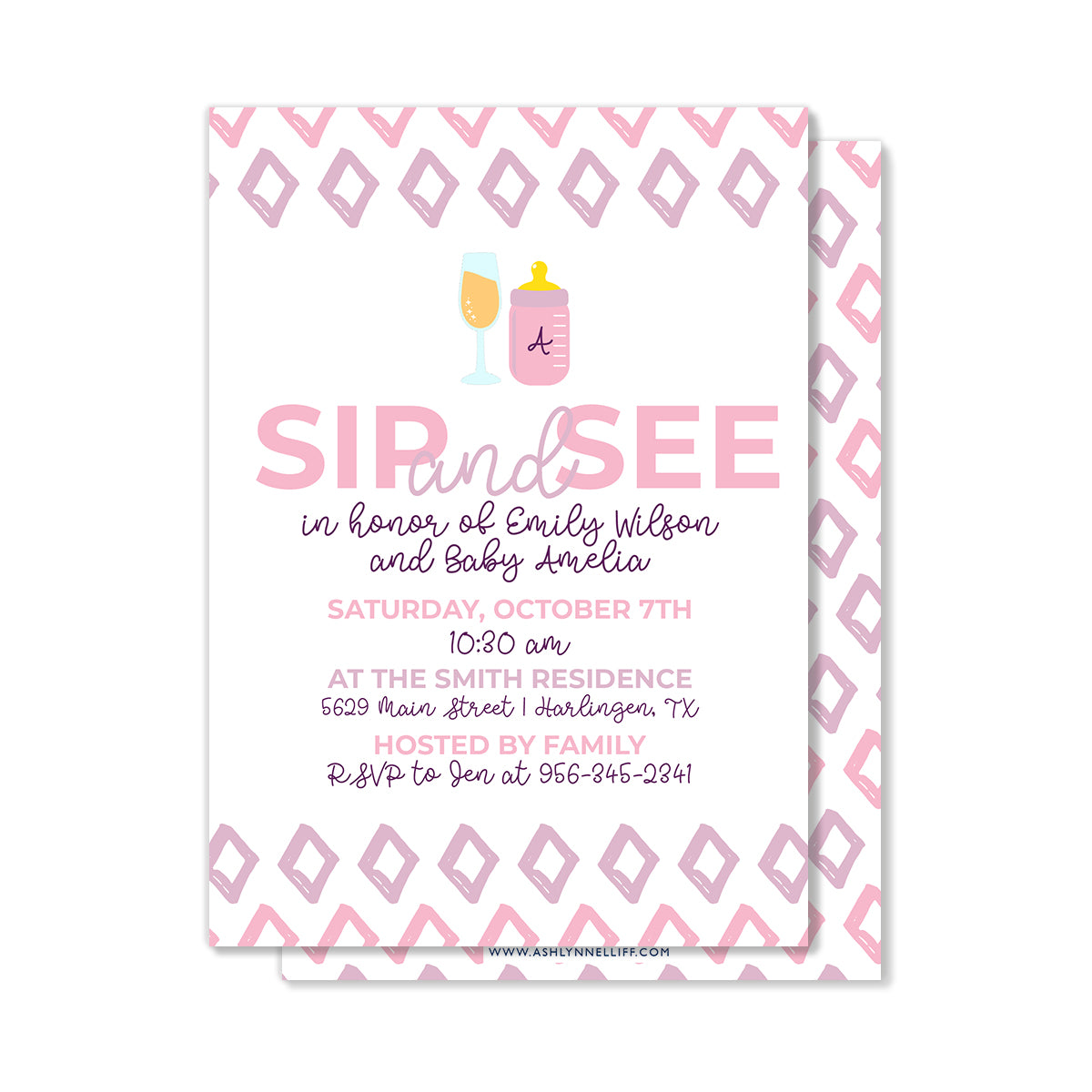 Sip and See Girl Party Invitation