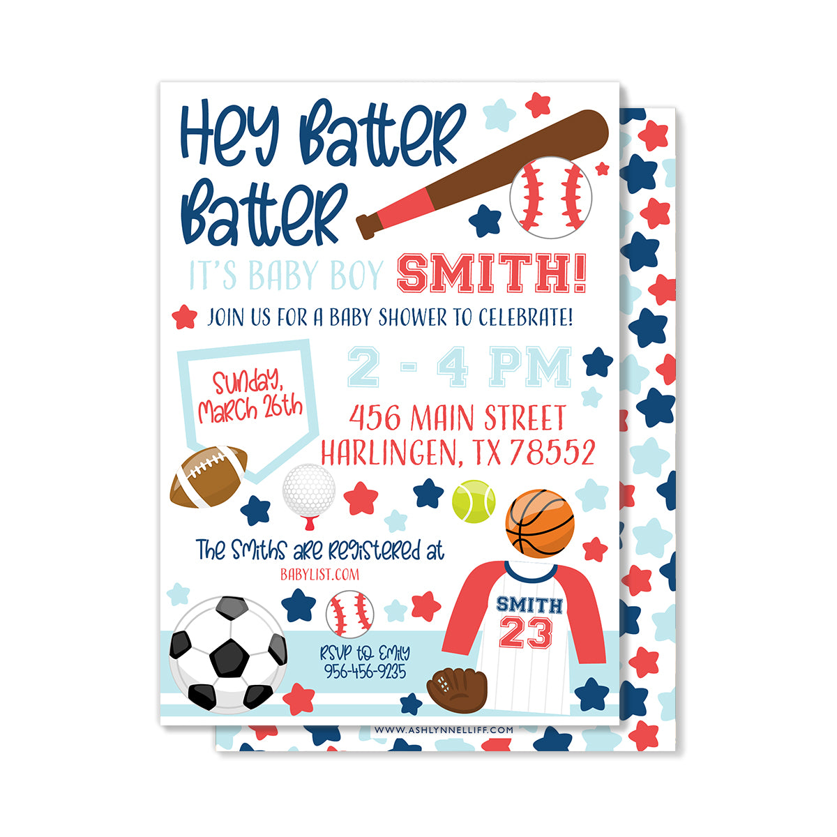 Sports Baby Shower Party Invitation