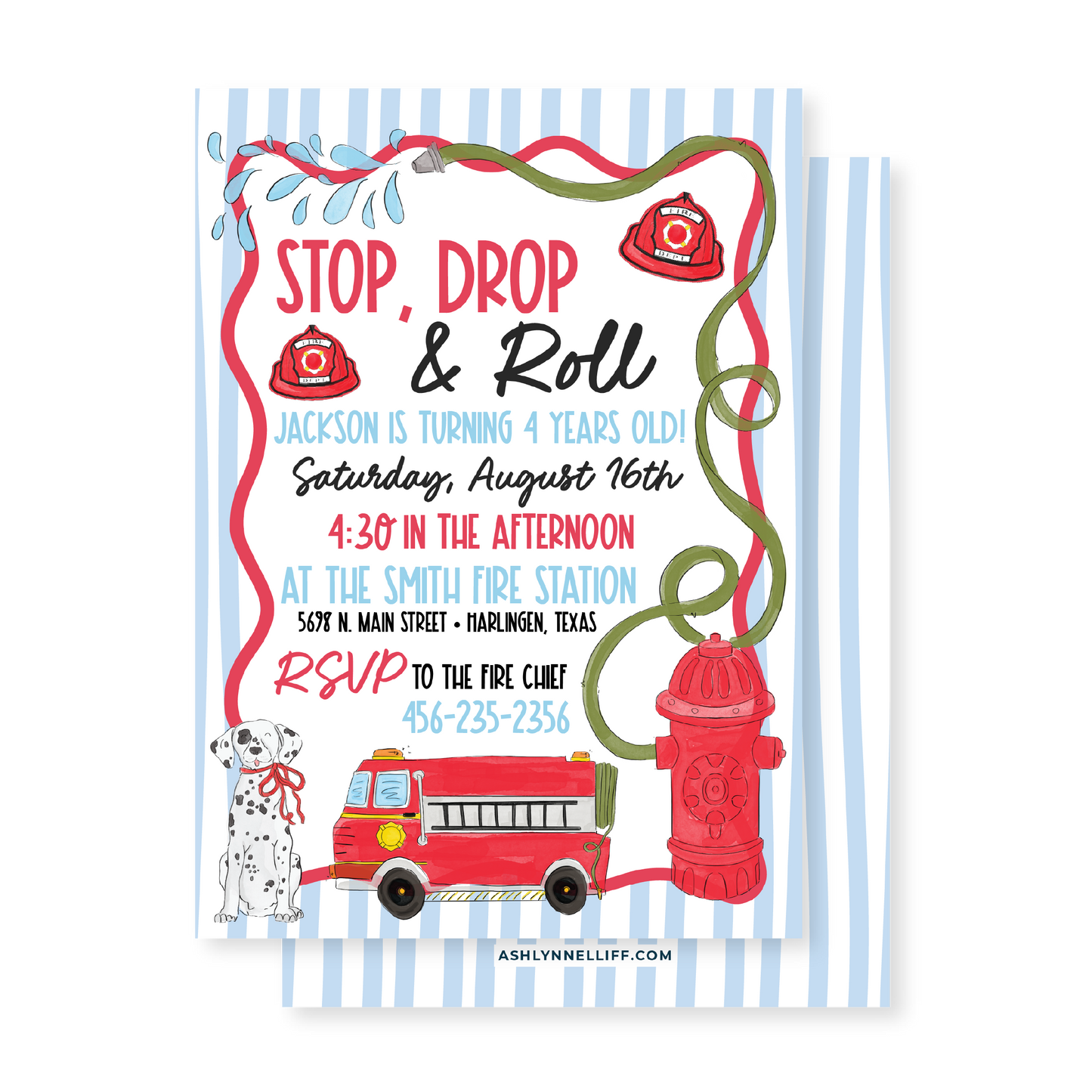 Stop Drop & Roll Fire Party Invitation